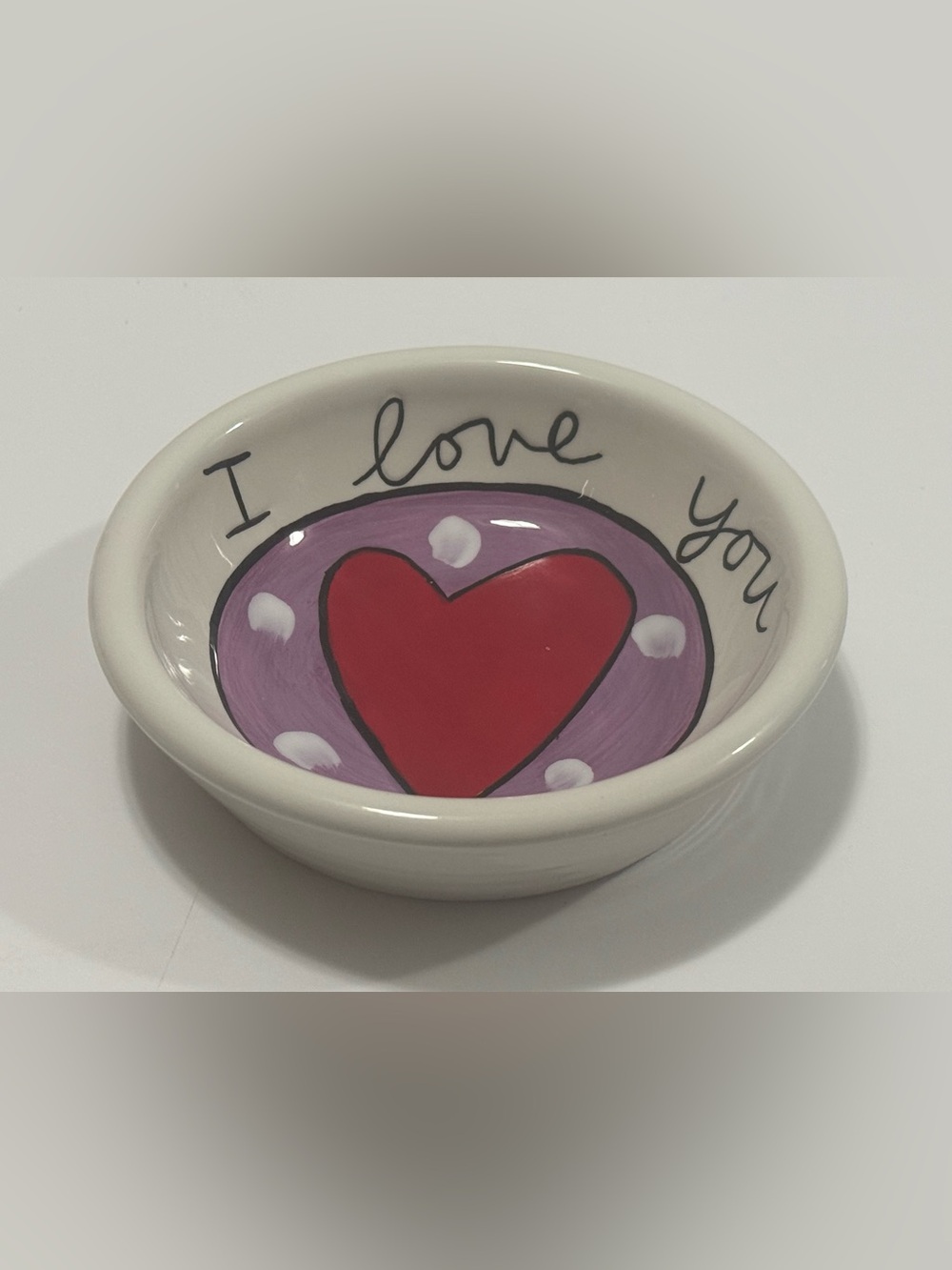 SANDRA MAGSAMEN I Love You With Heart 5” Ceramic Trinket Dish For Silvestri